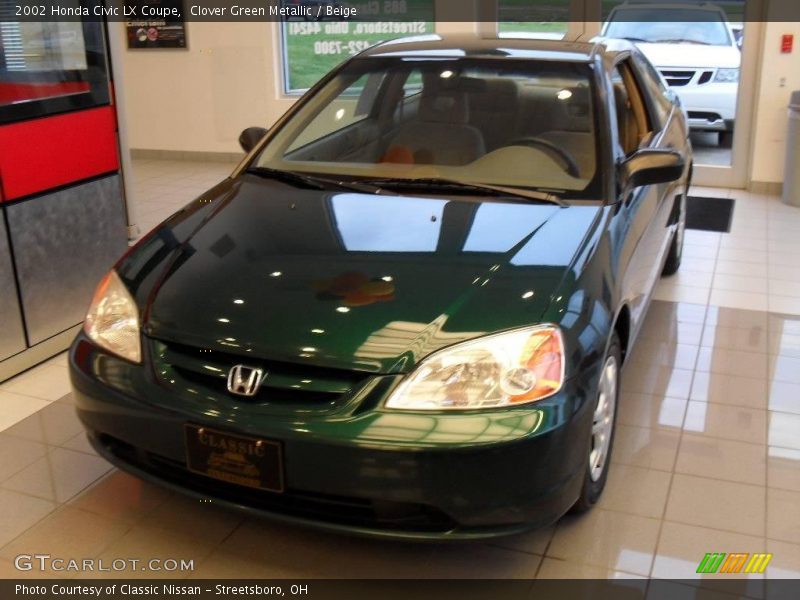 Clover Green Metallic / Beige 2002 Honda Civic LX Coupe