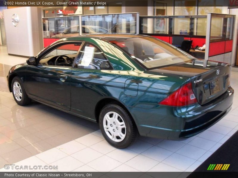 Clover Green Metallic / Beige 2002 Honda Civic LX Coupe
