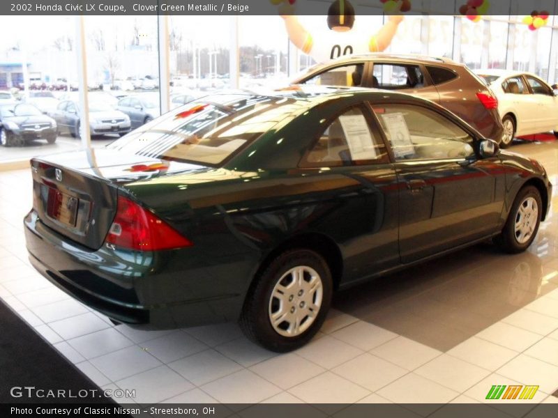 Clover Green Metallic / Beige 2002 Honda Civic LX Coupe