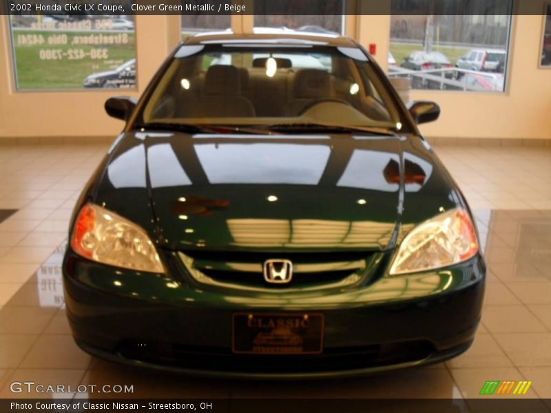 Clover Green Metallic / Beige 2002 Honda Civic LX Coupe