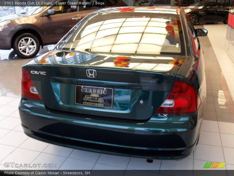 Clover Green Metallic / Beige 2002 Honda Civic LX Coupe