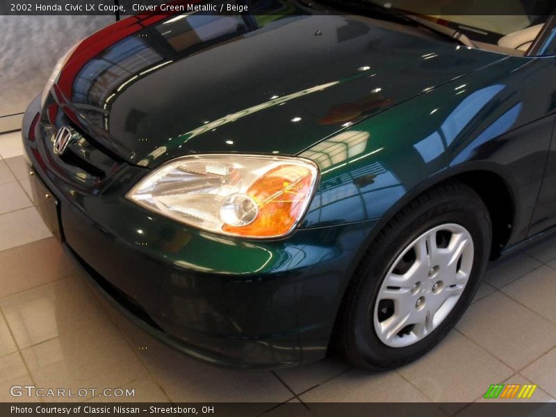Clover Green Metallic / Beige 2002 Honda Civic LX Coupe