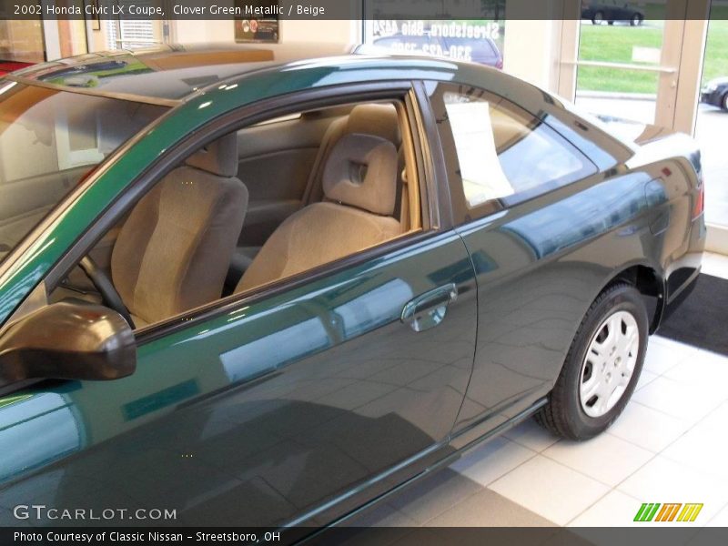 Clover Green Metallic / Beige 2002 Honda Civic LX Coupe