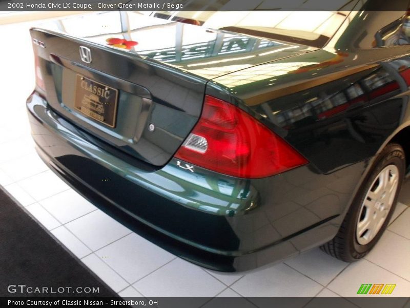 Clover Green Metallic / Beige 2002 Honda Civic LX Coupe