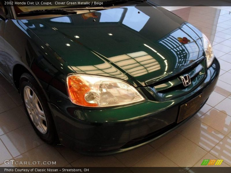 Clover Green Metallic / Beige 2002 Honda Civic LX Coupe