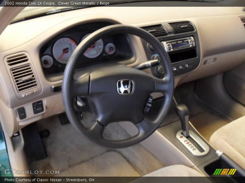 Clover Green Metallic / Beige 2002 Honda Civic LX Coupe