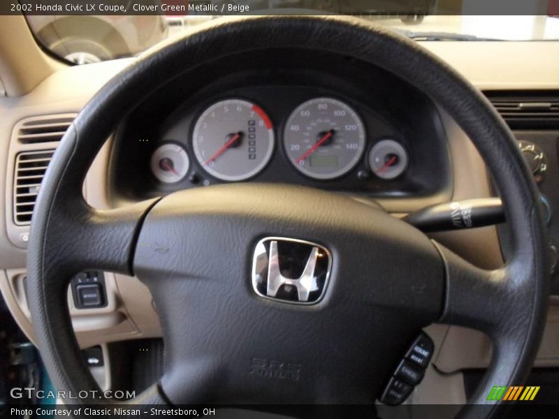 Clover Green Metallic / Beige 2002 Honda Civic LX Coupe
