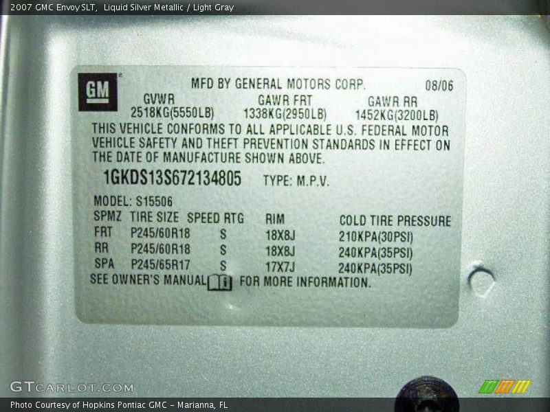 Liquid Silver Metallic / Light Gray 2007 GMC Envoy SLT