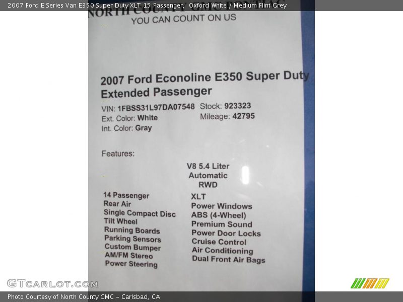 Oxford White / Medium Flint Grey 2007 Ford E Series Van E350 Super Duty XLT 15 Passenger