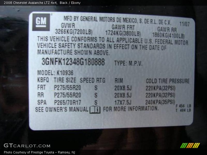 Black / Ebony 2008 Chevrolet Avalanche LTZ 4x4