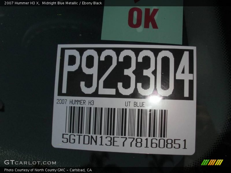 Midnight Blue Metallic / Ebony Black 2007 Hummer H3 X