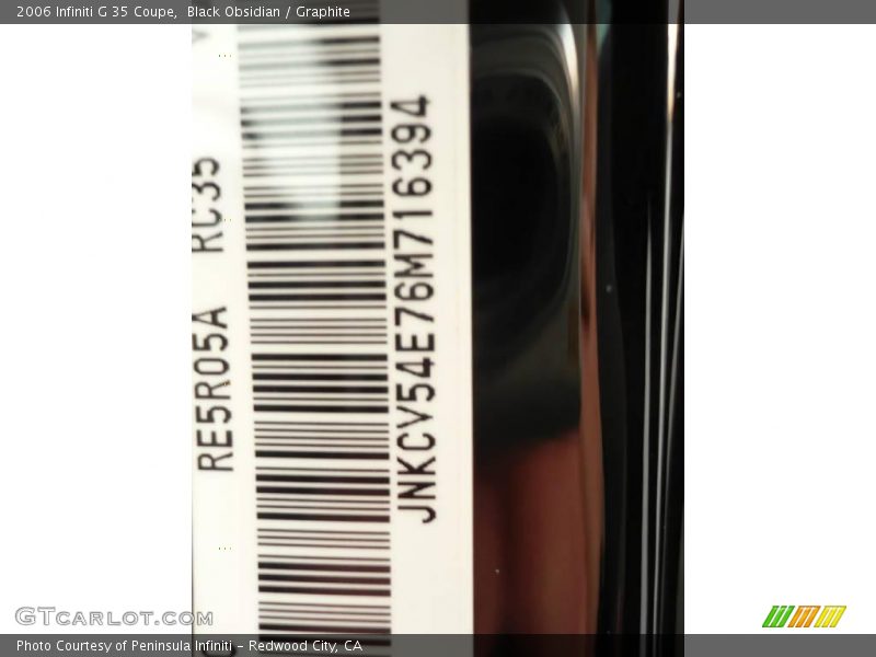 Black Obsidian / Graphite 2006 Infiniti G 35 Coupe