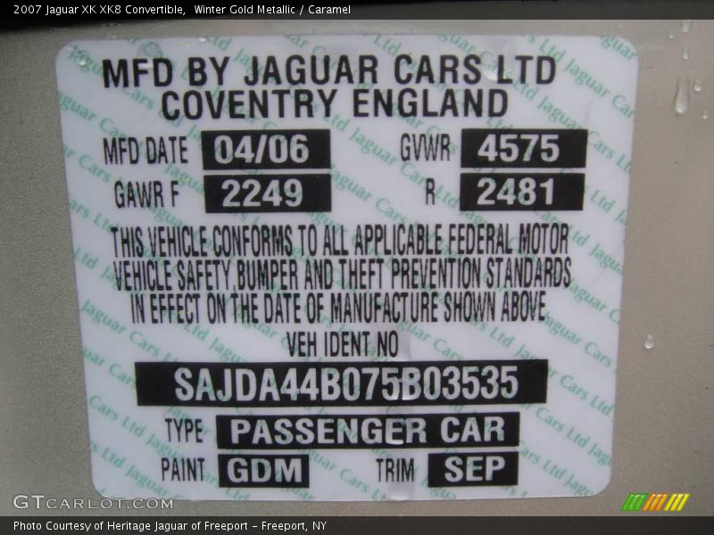 Winter Gold Metallic / Caramel 2007 Jaguar XK XK8 Convertible