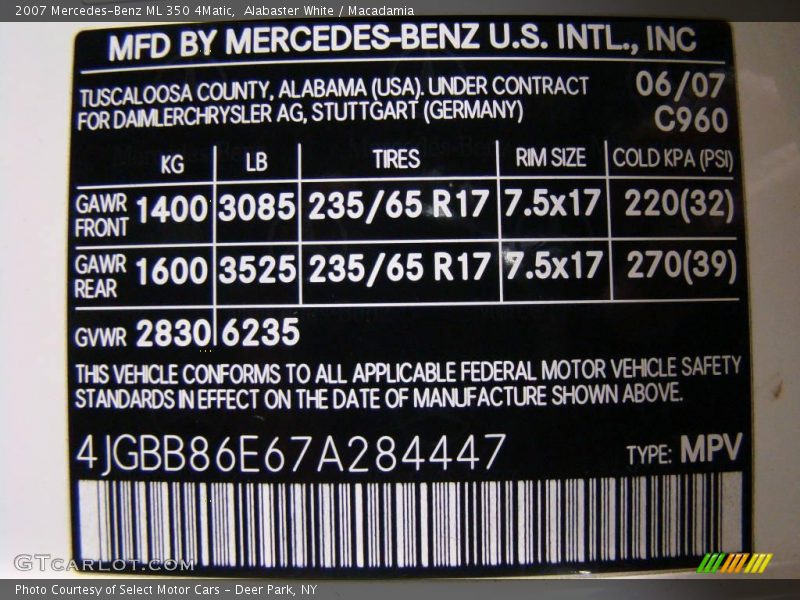 Alabaster White / Macadamia 2007 Mercedes-Benz ML 350 4Matic