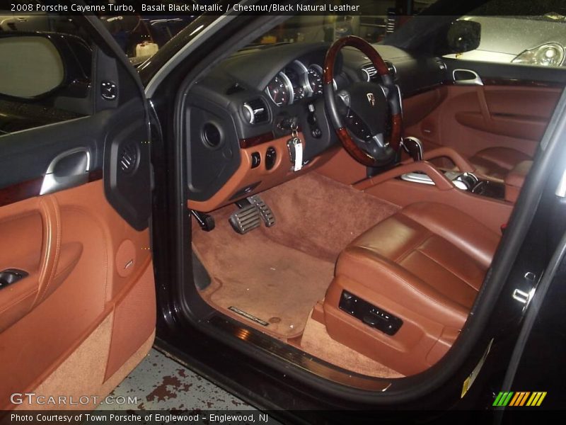 Basalt Black Metallic / Chestnut/Black Natural Leather 2008 Porsche Cayenne Turbo