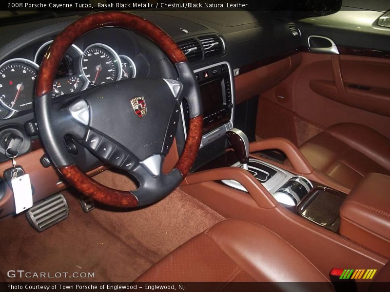 Basalt Black Metallic / Chestnut/Black Natural Leather 2008 Porsche Cayenne Turbo