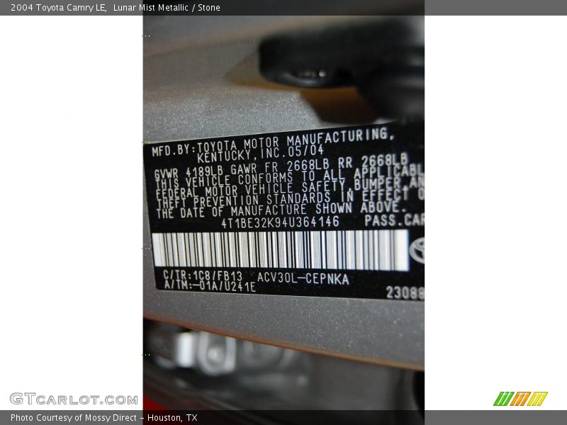 Lunar Mist Metallic / Stone 2004 Toyota Camry LE