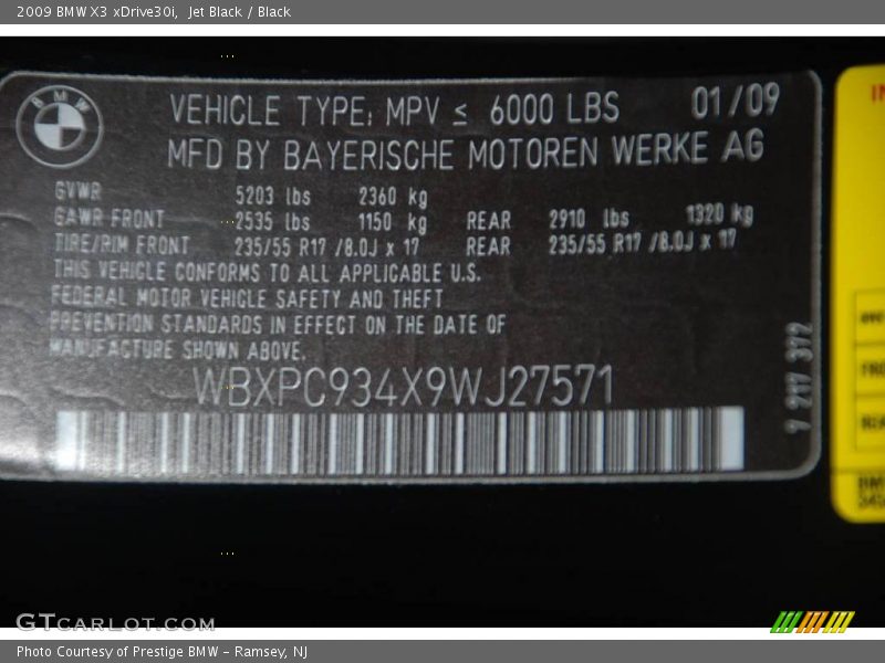 Jet Black / Black 2009 BMW X3 xDrive30i