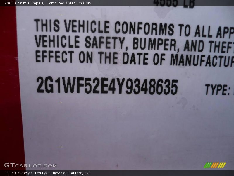 Torch Red / Medium Gray 2000 Chevrolet Impala
