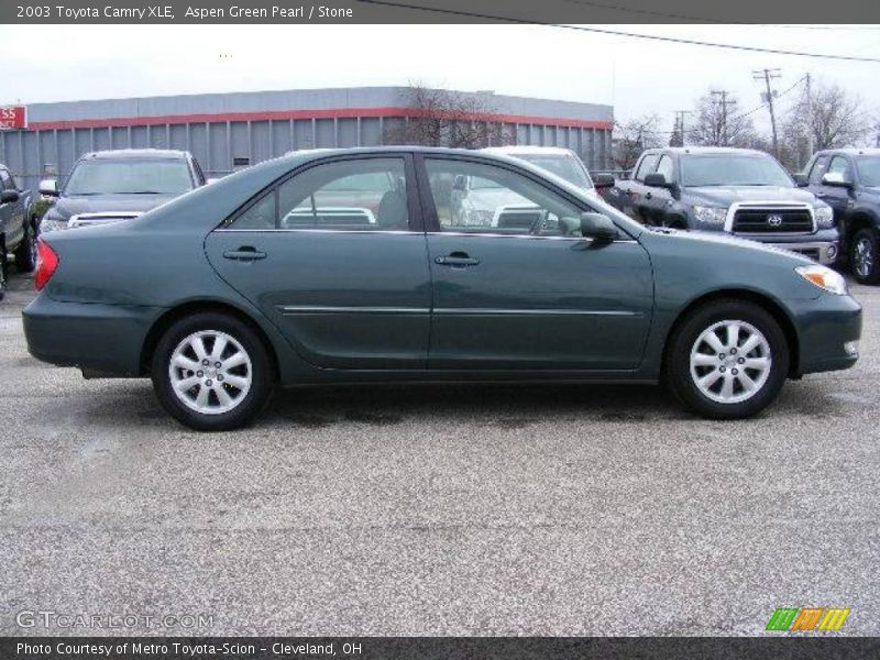 Aspen Green Pearl / Stone 2003 Toyota Camry XLE