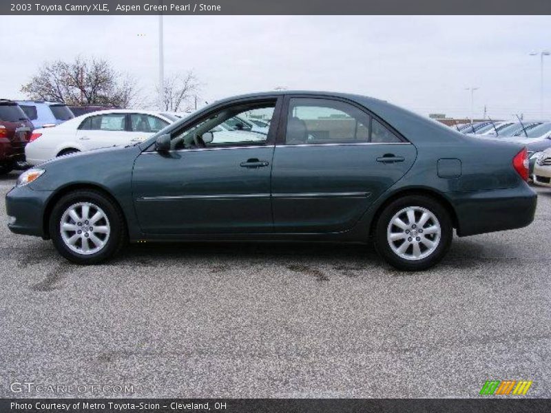 Aspen Green Pearl / Stone 2003 Toyota Camry XLE
