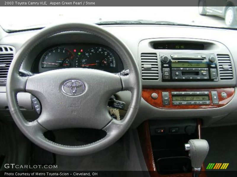 Aspen Green Pearl / Stone 2003 Toyota Camry XLE