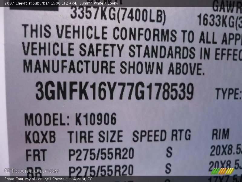 Summit White / Ebony 2007 Chevrolet Suburban 1500 LTZ 4x4