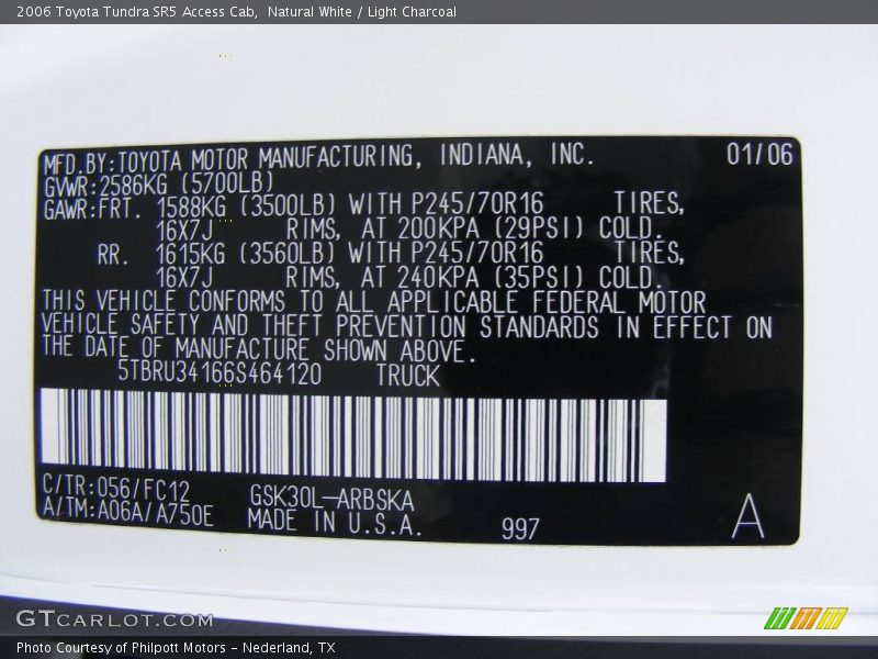 Natural White / Light Charcoal 2006 Toyota Tundra SR5 Access Cab