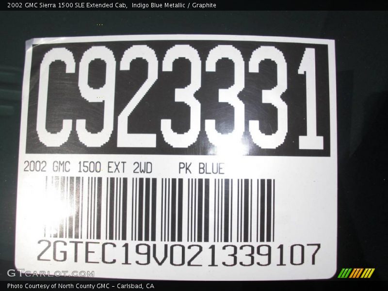Indigo Blue Metallic / Graphite 2002 GMC Sierra 1500 SLE Extended Cab