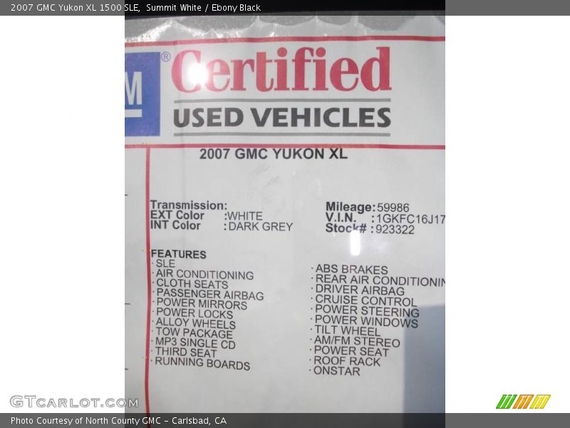 Summit White / Ebony Black 2007 GMC Yukon XL 1500 SLE