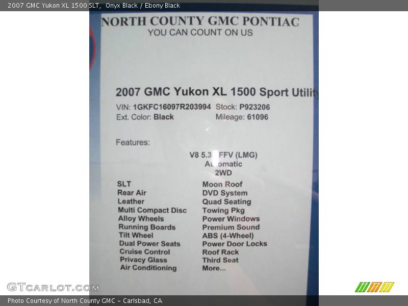 Onyx Black / Ebony Black 2007 GMC Yukon XL 1500 SLT