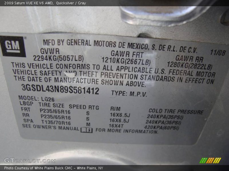 Quicksilver / Gray 2009 Saturn VUE XE V6 AWD