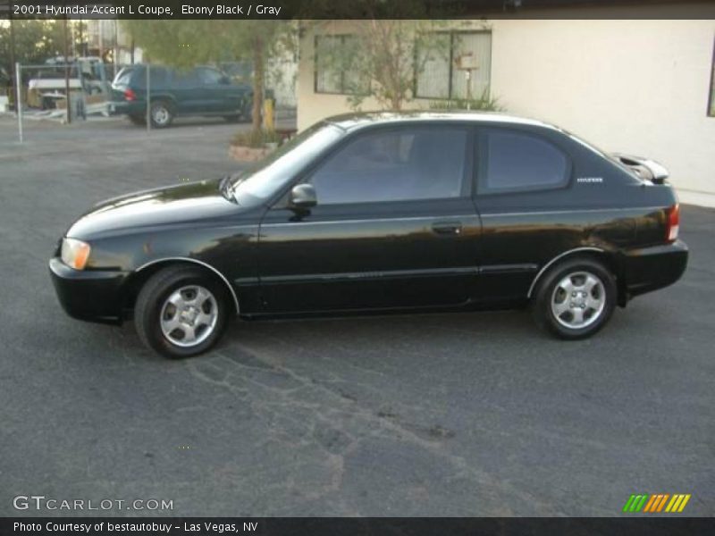 Ebony Black / Gray 2001 Hyundai Accent L Coupe