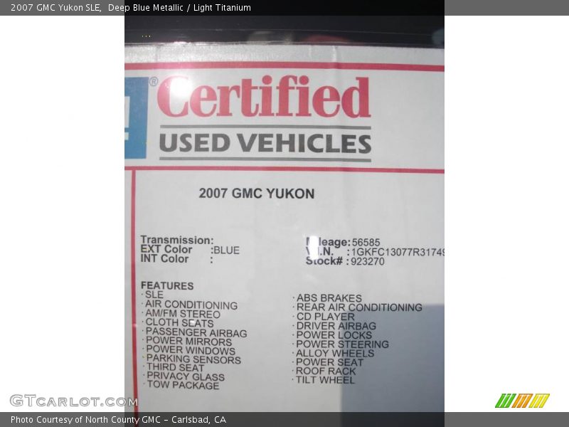 Deep Blue Metallic / Light Titanium 2007 GMC Yukon SLE