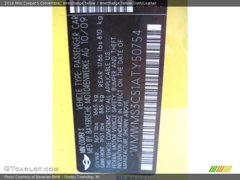 Interchange Yellow / Interchange Yellow Cloth/Leather 2010 Mini Cooper S Convertible