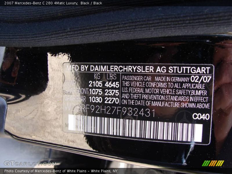 Black / Black 2007 Mercedes-Benz C 280 4Matic Luxury