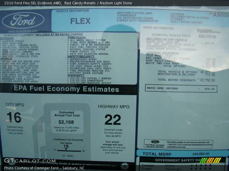 Red Candy Metallic / Medium Light Stone 2010 Ford Flex SEL EcoBoost AWD