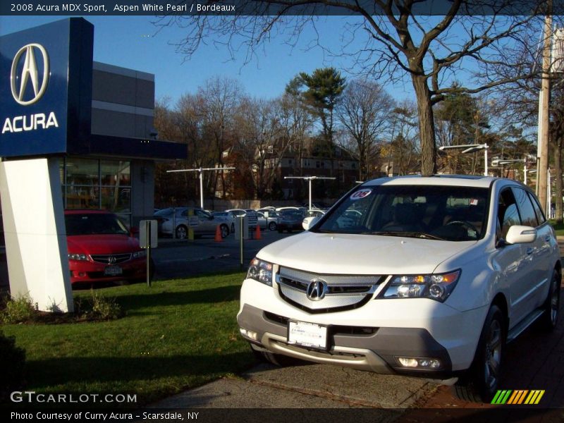 Aspen White Pearl / Bordeaux 2008 Acura MDX Sport