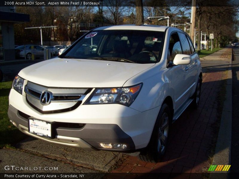 Aspen White Pearl / Bordeaux 2008 Acura MDX Sport