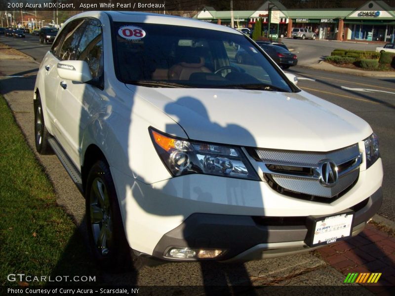 Aspen White Pearl / Bordeaux 2008 Acura MDX Sport