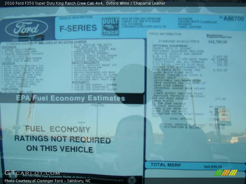 Oxford White / Chaparral Leather 2010 Ford F350 Super Duty King Ranch Crew Cab 4x4