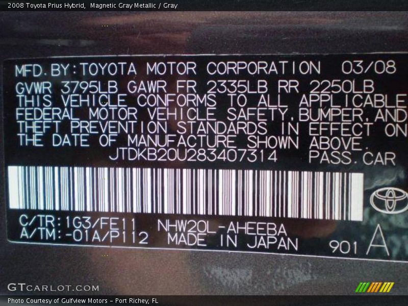 Magnetic Gray Metallic / Gray 2008 Toyota Prius Hybrid