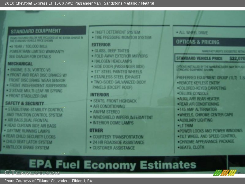 Sandstone Metallic / Neutral 2010 Chevrolet Express LT 1500 AWD Passenger Van