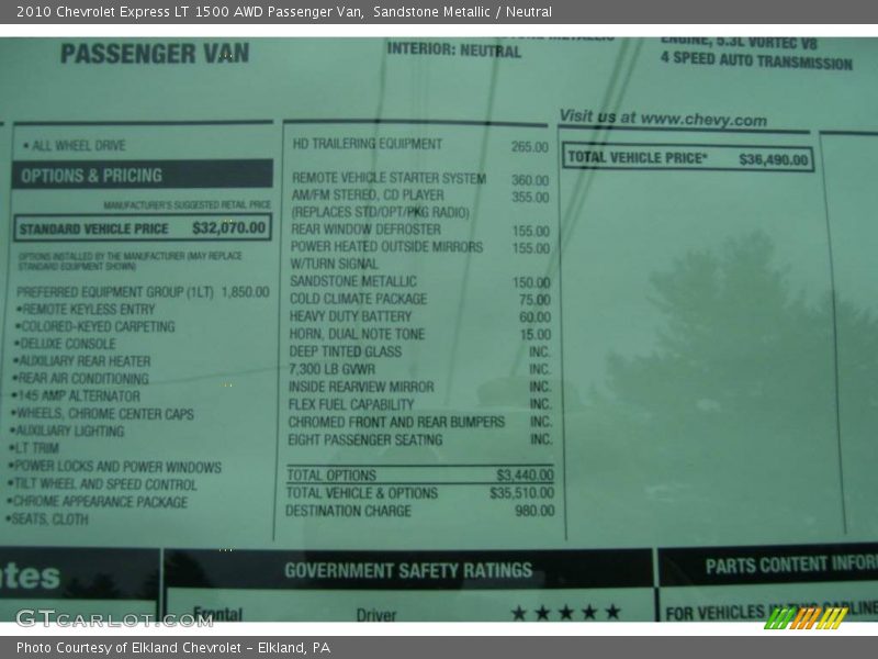 Sandstone Metallic / Neutral 2010 Chevrolet Express LT 1500 AWD Passenger Van