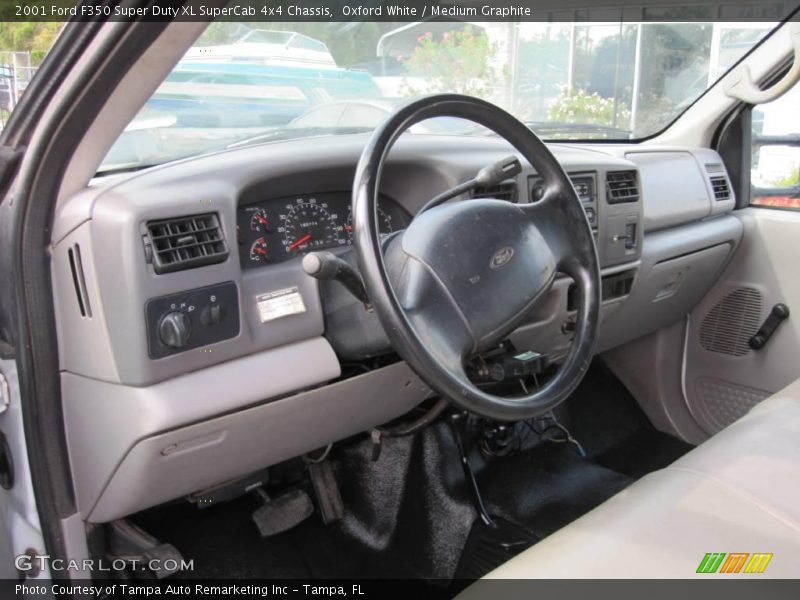Oxford White / Medium Graphite 2001 Ford F350 Super Duty XL SuperCab 4x4 Chassis