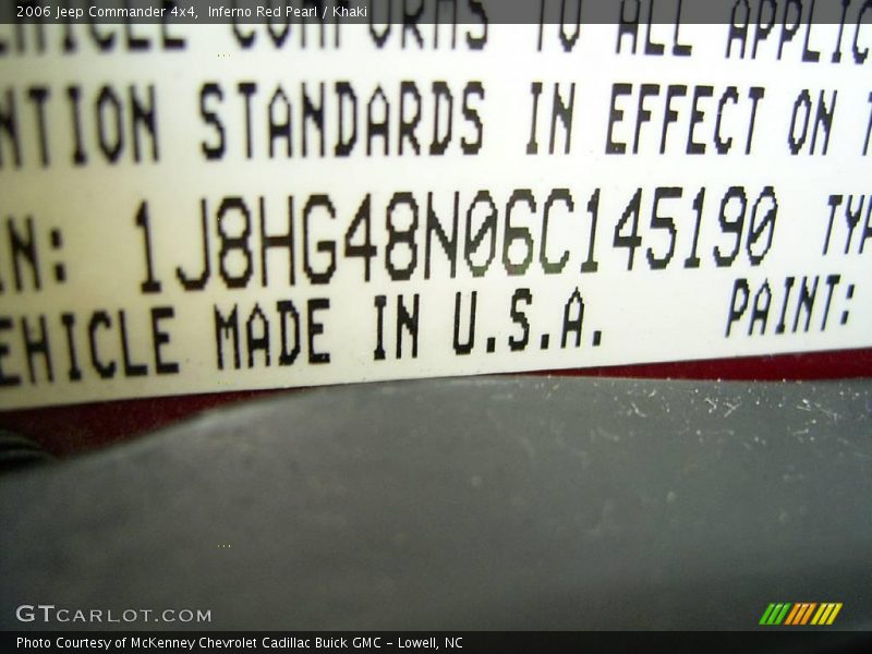 Inferno Red Pearl / Khaki 2006 Jeep Commander 4x4