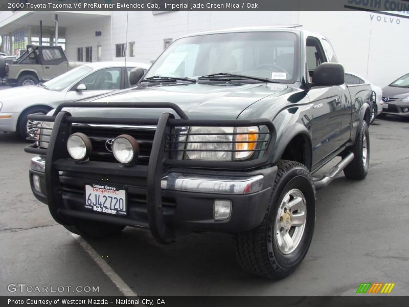 Imperial Jade Green Mica / Oak 2000 Toyota Tacoma V6 PreRunner Extended Cab