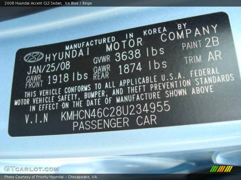 Ice Blue / Beige 2008 Hyundai Accent GLS Sedan