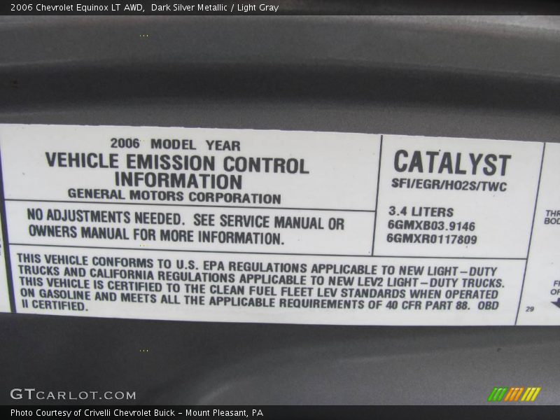 Dark Silver Metallic / Light Gray 2006 Chevrolet Equinox LT AWD