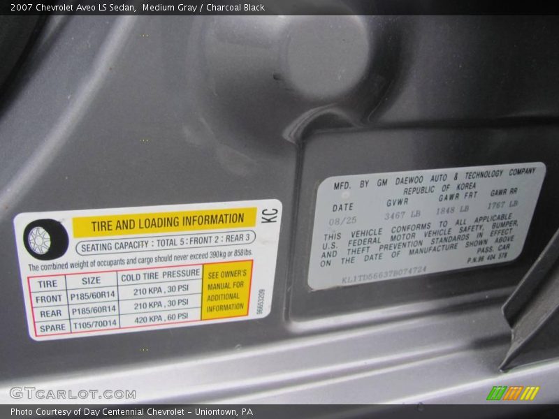 Medium Gray / Charcoal Black 2007 Chevrolet Aveo LS Sedan
